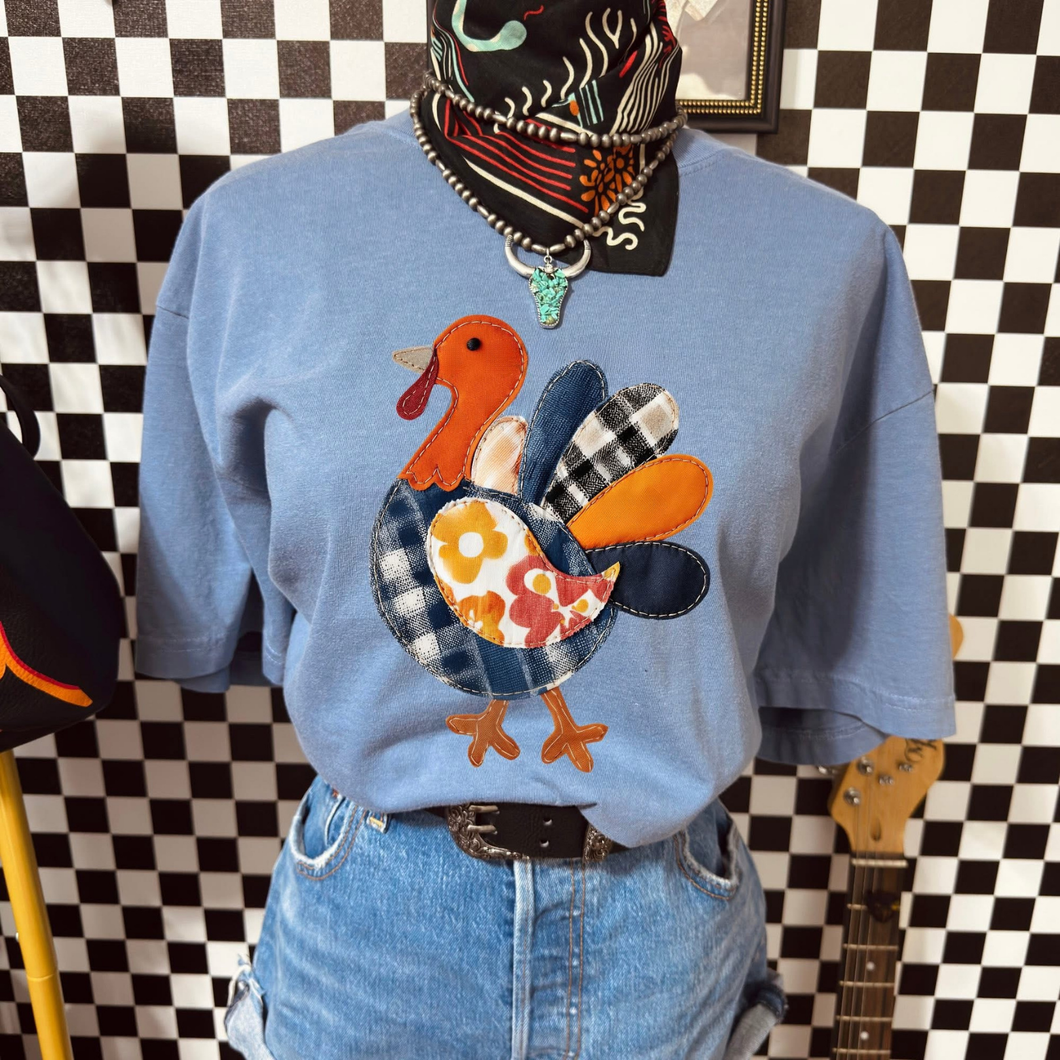 Faux Embroidery Turkey Tee & Crew