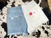 Load image into Gallery viewer, Rebecca Color Block Denim Shorts
